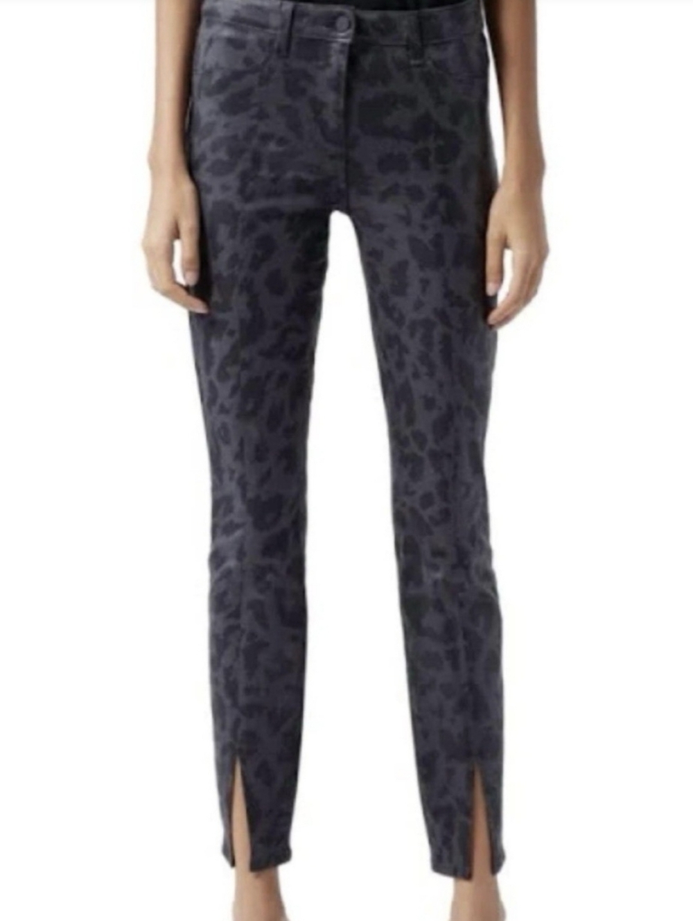 L’AGENCE Jyothi Coated Leopard High Rise Split Ankle Jeans Size 26